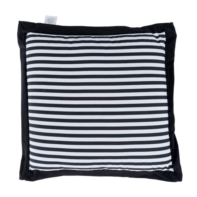 Homescapes Black and White Striped Seat Pad Black 40 x 40 cm 1