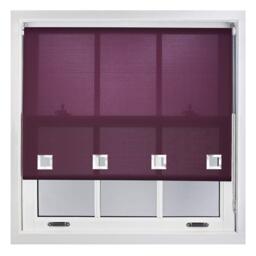 FURNISHED Daylight Roller Blinds with Large Eyelets Cut to Size Sheer Fabric Purple Aubergine (W) 120cm x (L) 210cm