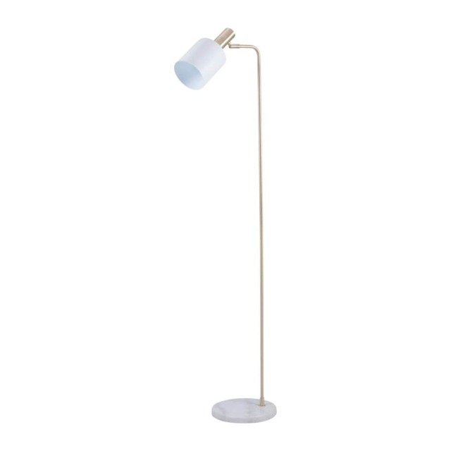 White Floor Lamp with Marble Foot and Gold Details