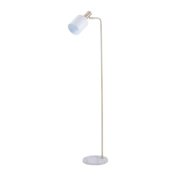 White Floor Lamp with Marble Foot and Gold Details