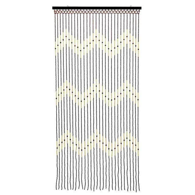 JVL Tuscany Hanging Wooden Beaded Door Curtain, Waves White