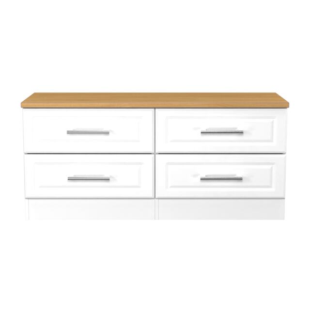 Norfolk 4 Drawer Bed Box in White Ash & Modern Oak (Ready Assembled) White White Ash & Modern Oak