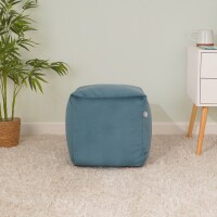 rucomfy Velvet Cube Bean Bag Pouffe - Soft Stylish Footstool