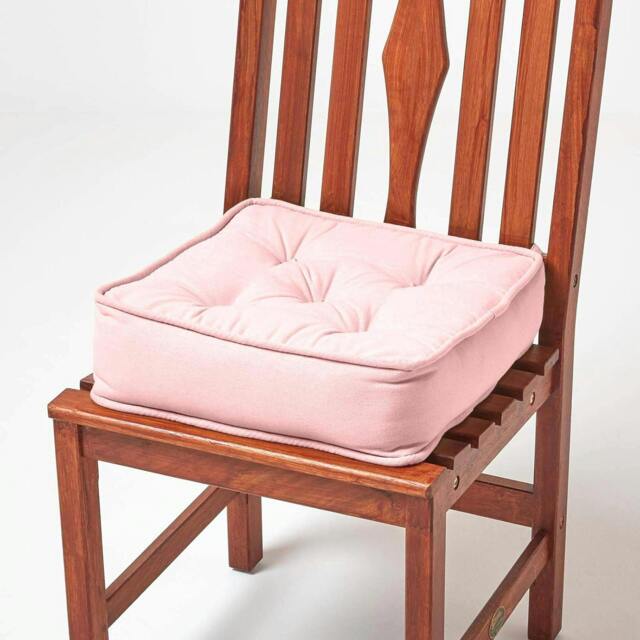"Homescapes Pink Cotton Dining Booster Cushion Pink Pink 40 x 40cm x 10cm (16"" x 16"" x 4"")"