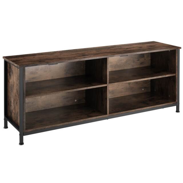 TV Stand Navan - 4 open compartments, 2 adjustable shelves, 4 cable cutouts Brown Industrial wood dark, rustic 147 x 41 x 60,50 cm 1