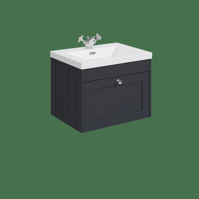 Balterley Wall Hung 1 Drawer Unit & Minimalist Basin 1 Tap Hole Grey 431 x 600 x 453mm