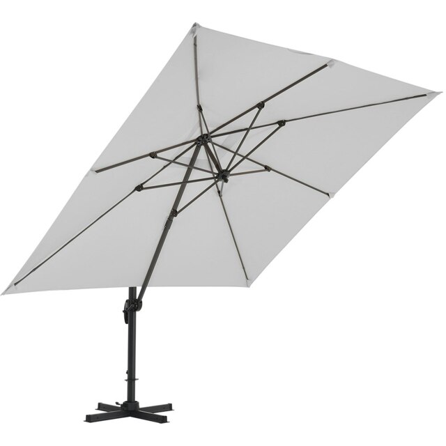 Living and Home Large Square Cantilever Parasol with Fillable Base - Light Grey