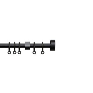 13 - 16mm Black Stud End Metal Curtain Pole Set 150 - 280cm Black Black