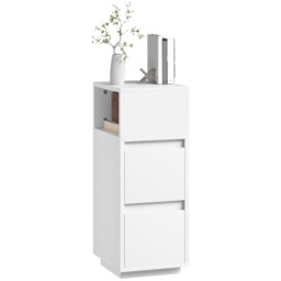 HOMCOM Slim Bedside Table, Bedside Cabinet with Open Shelf and 2 Drawers White White