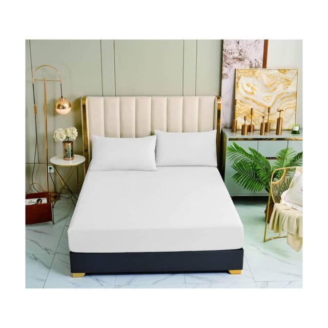 Groundlevel Egyptian Cotton Fitted Sheet Premium Luxuriously Soft Breathable Decor White