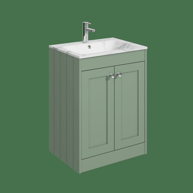 Balterley Floor Standing 2 Door Unit & Stone Basin 1 Tap Hole Green 800 x 600 x 453mm