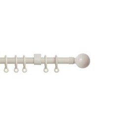 13 - 16mm Cream Ball Metal Curtain Pole Set 150 - 280cm Cream Cream
