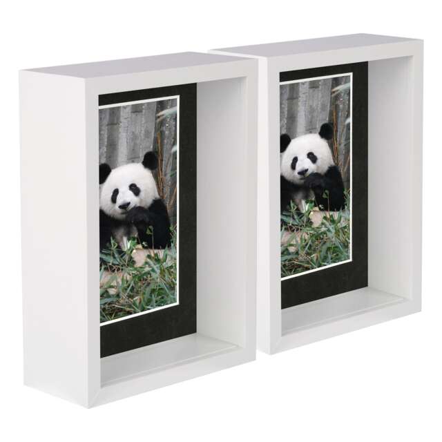 "Nicola Spring 5 x 7"" Deep Photo Frames - White/Black Mount - 3D Deep Box Picture Frame Display Case (20 x 15cm) x2"