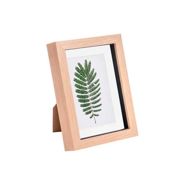"Nicola Spring 5 x 7"" Photo Frame - Light Wood/White Mount - 3D Photo Frame Picture Frame Box Portrait Display Case (20 x 15cm)"