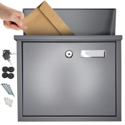 FURNISHED Outdoor Wall Mounted Post Box Galvanized Steel Grey Grey
