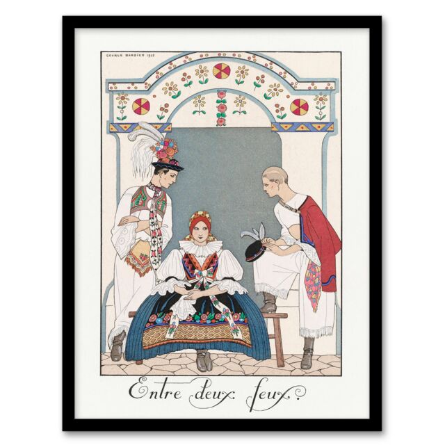 Barbier Framed Wall Art Between Two Flames Vintage Czech Fashion Home Décor