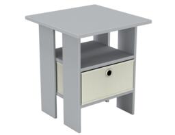 2-Tier 1- Drawer Wooden Side Table Grey Grey & Cream 1