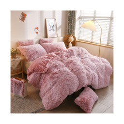 Ezysleep Faux Fur Duvet Cover Set Soft Cozy Luxurious Bed Linen Easy Care Pink Pink