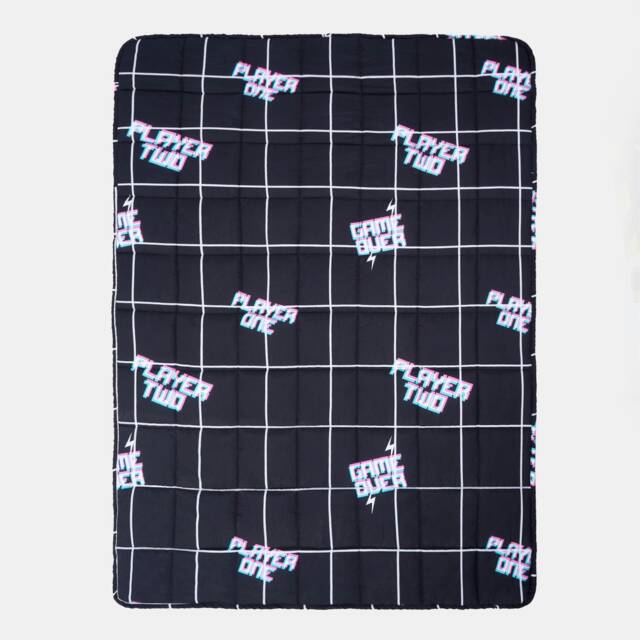 OHS Kids Gaming Print Quilted Sensory Weighted Blanket 3kg, 100x150cm - Black