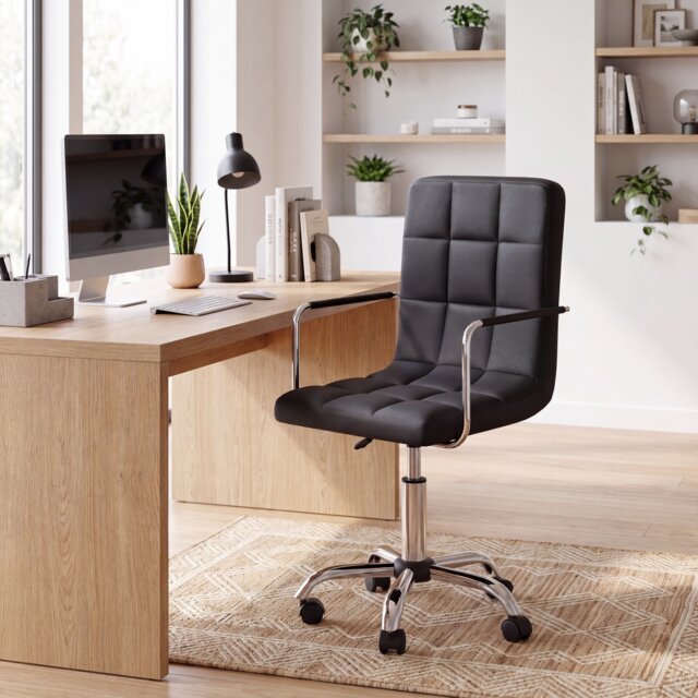 Vida Designs Calbo Office Chair Computer Desk Table Chair, Black