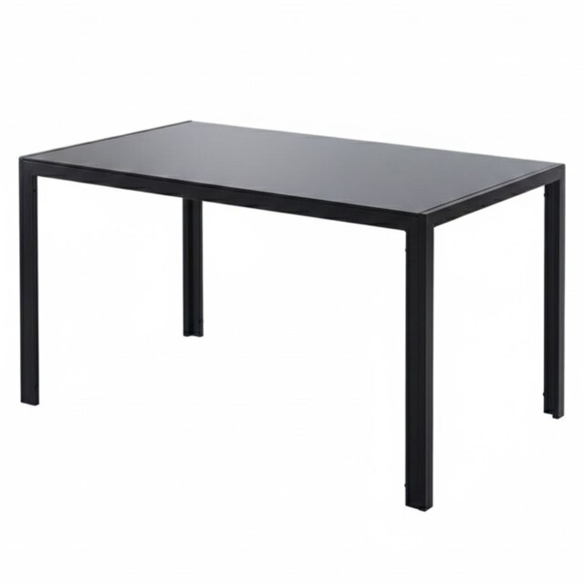 Dining Table Black Glass Kitchen Place for 6 Seats, Dining Table Only (Black H 75 x L 134 x W 70 cm)