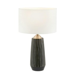 Black Textured Ceramic and Brushed Silver Tall Table Lamp