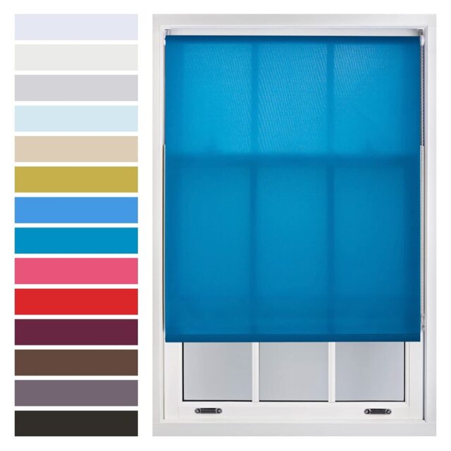 FURNISHED Daylight Roller Blinds Made to Measure Sheer Window Blind with Metal Fittings Blue Teal (W) 120cm x (L) 165cm