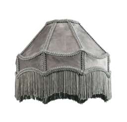 Traditional Victorian Empire Lampshade in Soft Dove Grey Velvet with Tassels Grey Grey 1