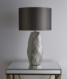 Zimba 52cm Silver Ceramic Table Lamp With Grey Cylinder Shade Silver