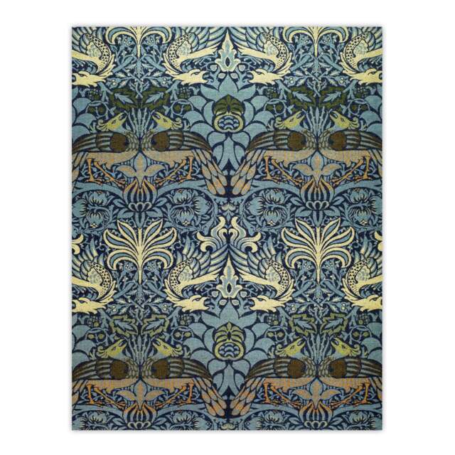 "Peacock and Dragon Pattern Vintage Wall Art Print William Morris 18x24"""