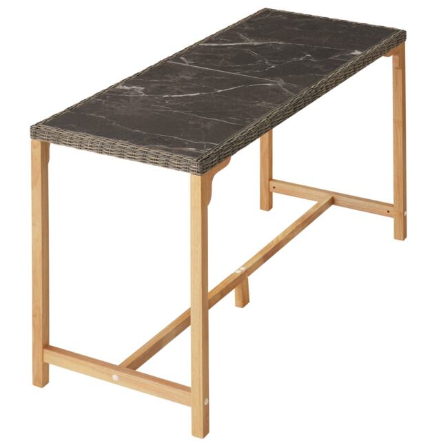 Polyrattan Garden Table Terrace Porcelain Stoneware Tabletop Dining Table UV-resistant161 x 64.5 x 99.5 cm Cream nature 161 x 64,50 x 99,50 cm 1