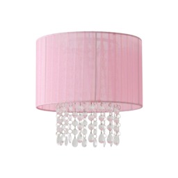 ValueLights Oba Pink Ribbon Wrapped Pendant Shade Acrylic Droplets Pink