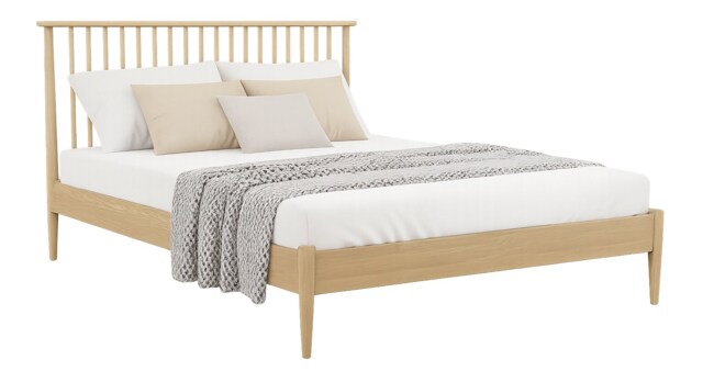 5ft King Size Tall headend, slatted design. Real oak,Solid,strong,wood bed frame.Low foot end wooden bedstead Clear Real Oak King