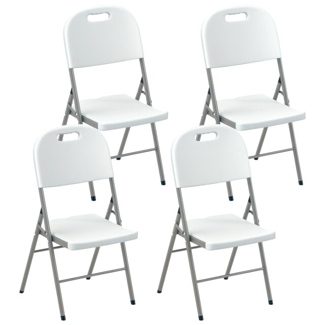 Outsunny 2/4PCS Folding Chair with Steel Frame, Garden Chair Set, White Multi One Size