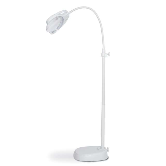 PURElite Tri-Spectrum Floor Lamp - Rechargeable LED Magnifying Light, Adjustable Brightness for Reading & Crafts White