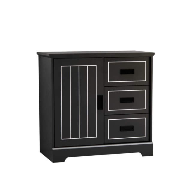 COSTWAY Farmhouse Sideboard Buffet Cabinet Kitchen Storage Cabinet Black