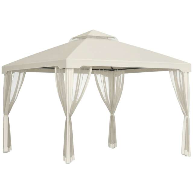 Outsunny 3 x 3 m Metal Gazebo Garden Outdoor 2-Tier Roof Marquee Party White White
