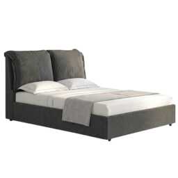 Chester Pillowback Cushion Headboard Fabric Ottoman Storage Bed Frame Grey Charcoal King
