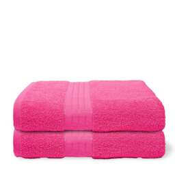 OHS 2 x Luxury 100% Cotton 500GSM Bathroom Bath Sheet Towel Pink Bright Pink Bath sheet