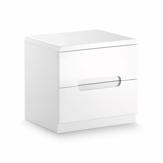 Premium Midtown 2 Drawer White Bedside Unit