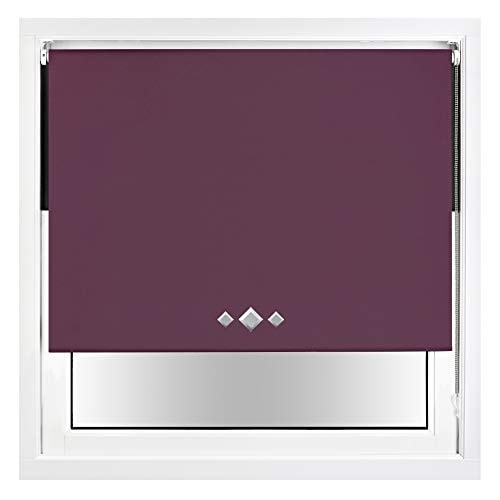 Blackout Roller Blind Diamond Eyelet Metal Fittings Purple Aubergine