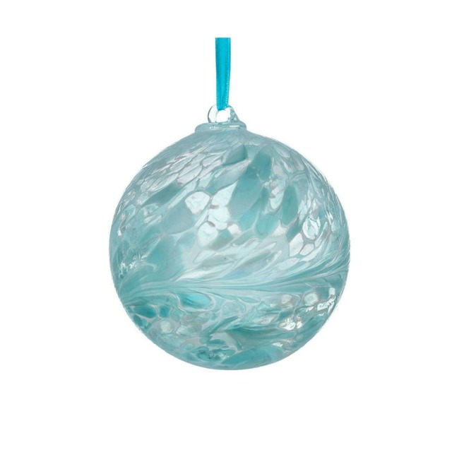 Sienna Glass Hanging Ornament 10cm Friendship Ball - Pastel Blue