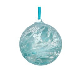 Sienna Glass Hanging Ornament 10cm Friendship Ball - Pastel Blue
