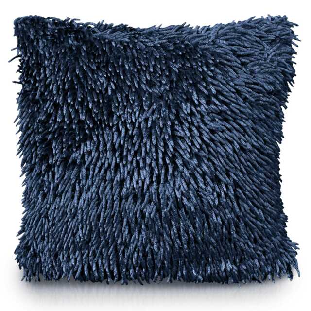 Shaggy Chenille Cushion - 43cm x 43cm Blue Navy