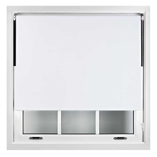 Blackout Roller Blind 100cm Wide x 210cm Long Metal Fittings White White