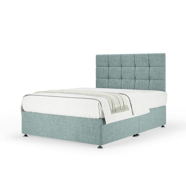 Memory Maestro Memory Foam Duckegg Linen Divan Set And Pearl Headboard Super King