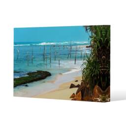 Fishermen on the ocean coast of Sri Lanka (Canvas Print) Cream
