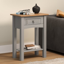 Mercers Furniture Corona Grey Wax 1 Drawer Console Table 1 Shelf Hallway Solid Wood Pine Wooden with Mexican Styling