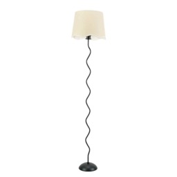 ValueLights Wiggle Black Metal Floor Lamp Scallop White Trim Shade and Bulb