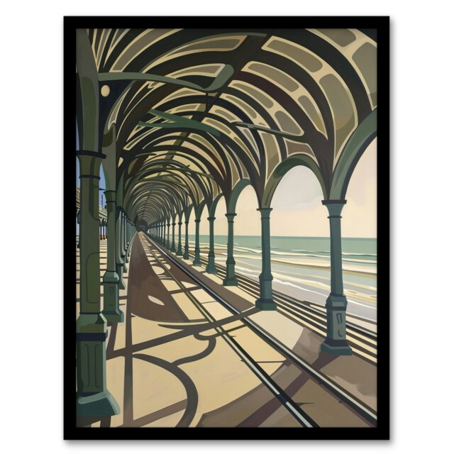 Victorian Pier Blackpool England Uk Seaside Black Framed Wall Art Print A4